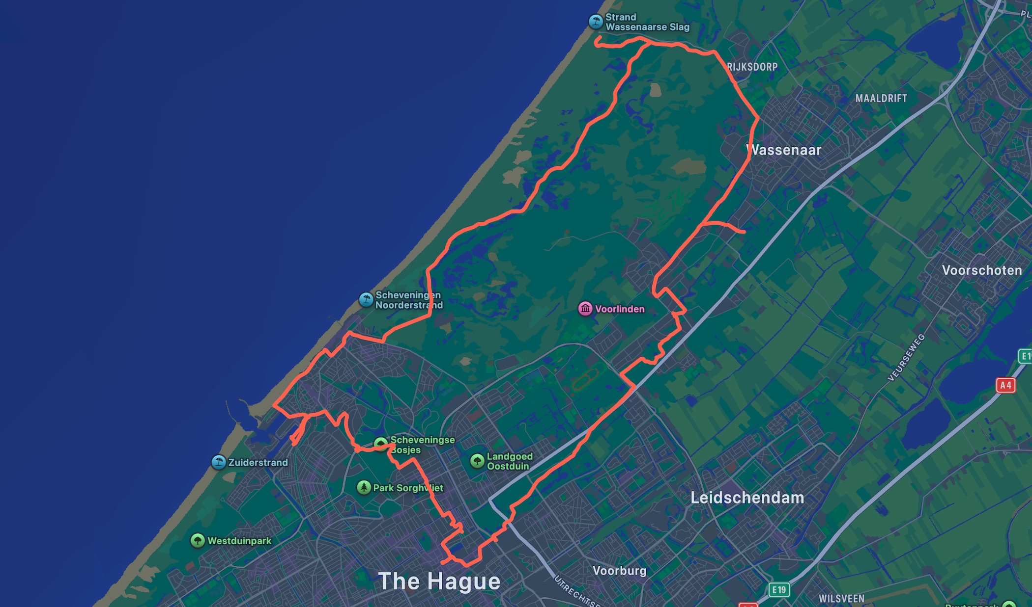 Map of Biking in Hollandse Duinen National Park