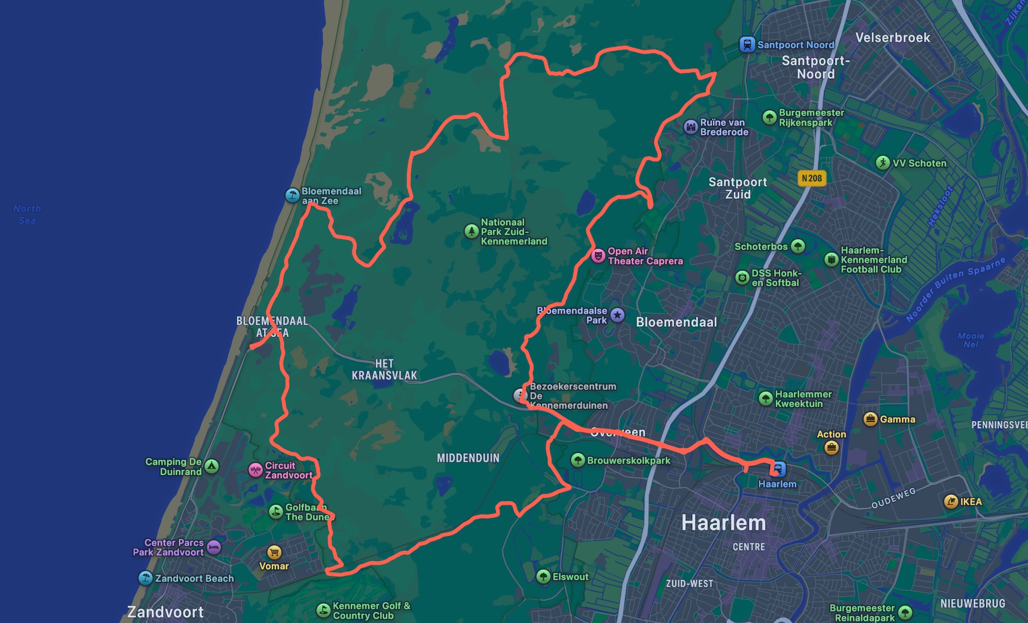 Map of Biking in Zuid-Kennemerland National Park