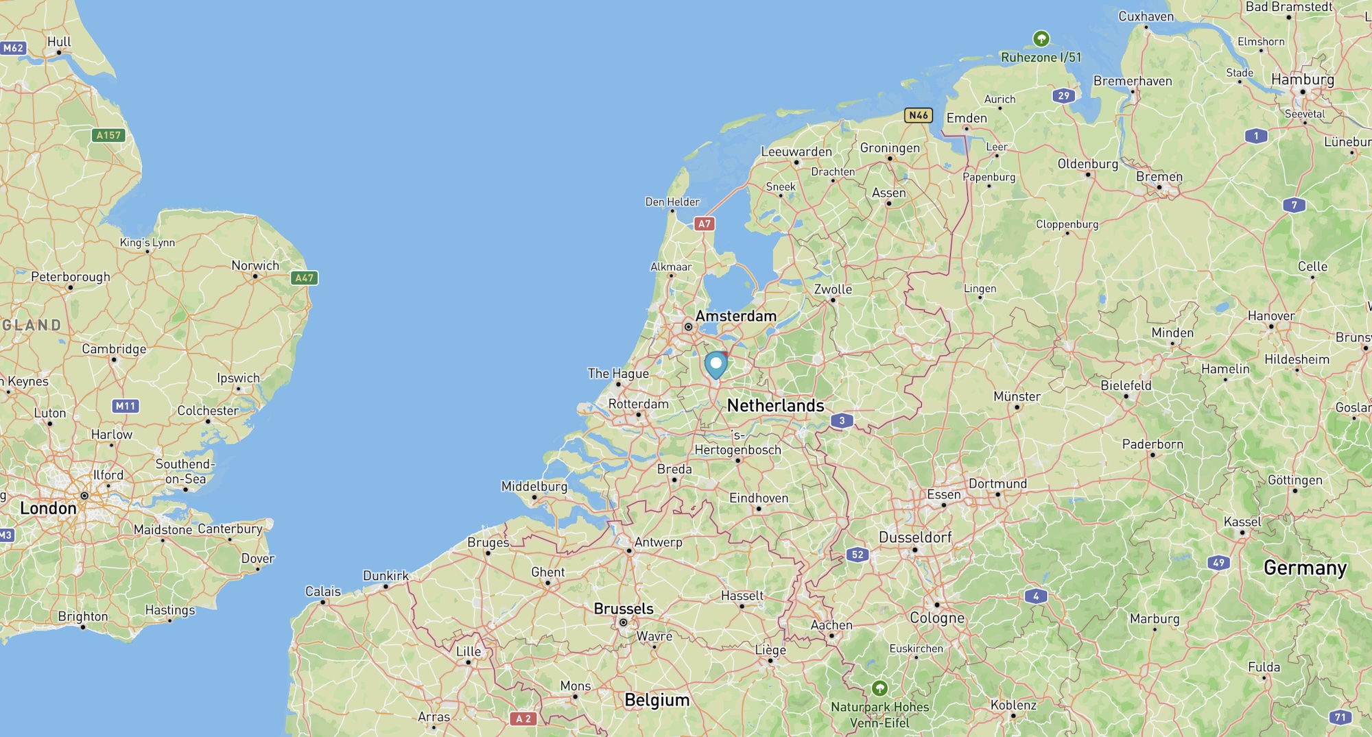 Map of Utrecht, Netherlands